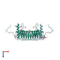 PDB entry 3twd coloured by chain, top view.