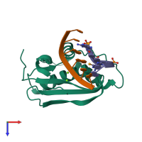 PDB entry 3twh coloured by chain, top view.