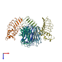 PDB entry 3twi coloured by chain, top view.