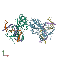 PDB entry 3twm coloured by chain, front view.
