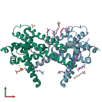 PDB entry 3tx3 coloured by chain, front view.