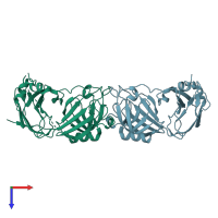 PDB entry 3tx4 coloured by chain, top view.
