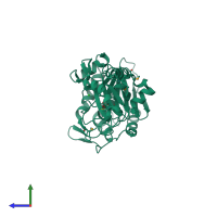 PDB entry 3tx8 coloured by chain, side view.