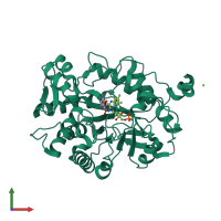 PDB entry 3tx9 coloured by chain, front view.