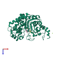 PDB entry 3tx9 coloured by chain, top view.