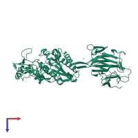 PDB entry 3txa coloured by chain, top view.