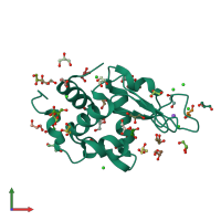 PDB entry 3txb coloured by chain, front view.