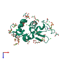 PDB entry 3txb coloured by chain, top view.