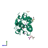 PDB entry 3txe coloured by chain, side view.