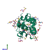 PDB entry 3txf coloured by chain, side view.