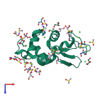 PDB entry 3txf coloured by chain, top view.