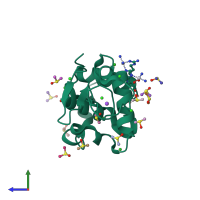 PDB entry 3txi coloured by chain, side view.