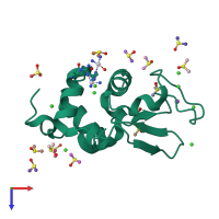 PDB entry 3txi coloured by chain, top view.