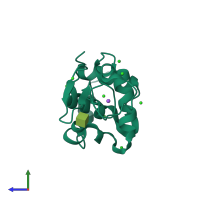 PDB entry 3txj coloured by chain, side view.