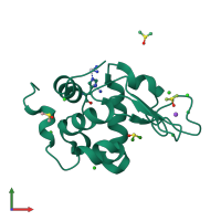 PDB entry 3txk coloured by chain, front view.