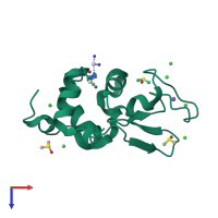 PDB entry 3txk coloured by chain, top view.