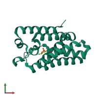 PDB entry 3txt coloured by chain, front view.