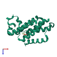 PDB entry 3txt coloured by chain, top view.