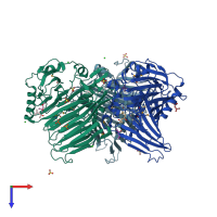 PDB entry 3ty1 coloured by chain, top view.