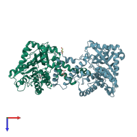 PDB entry 3ty8 coloured by chain, top view.