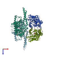PDB entry 3ty9 coloured by chain, top view.