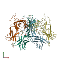 PDB entry 3tyf coloured by chain, front view.