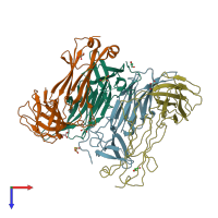 PDB entry 3tyf coloured by chain, top view.