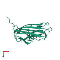 PDB entry 3tyj coloured by chain, top view.