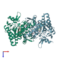 PDB entry 3tyl coloured by chain, top view.