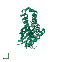 PDB entry 3tz0 coloured by chain, side view.
