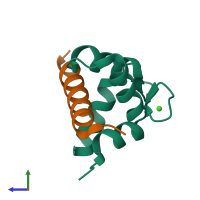 PDB entry 3tz1 coloured by chain, side view.