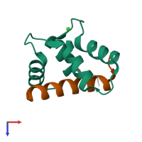 PDB entry 3tz1 coloured by chain, top view.