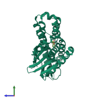 PDB entry 3tz2 coloured by chain, side view.