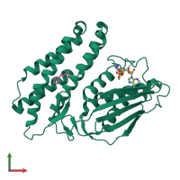 PDB entry 3tz5 coloured by chain, front view.