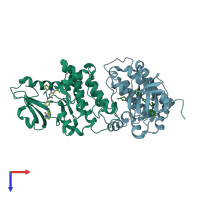 PDB entry 3tz8 coloured by chain, top view.