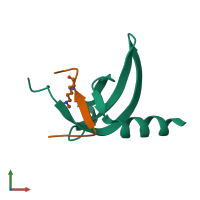 PDB entry 3tzd coloured by chain, front view.