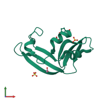 PDB entry 3u01 coloured by chain, front view.