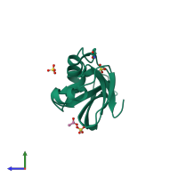 PDB entry 3u01 coloured by chain, side view.