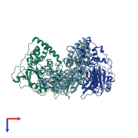 PDB entry 3u07 coloured by chain, top view.