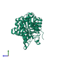 PDB entry 3u0b coloured by chain, side view.