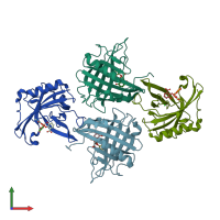 PDB entry 3u0d coloured by chain, front view.