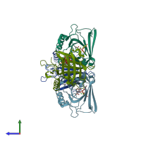 PDB entry 3u0d coloured by chain, side view.