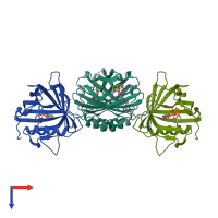 PDB entry 3u0d coloured by chain, top view.