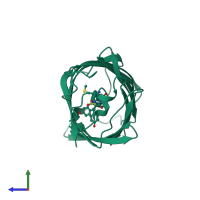 PDB entry 3u0l coloured by chain, side view.