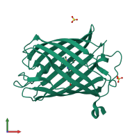 PDB entry 3u0n coloured by chain, front view.