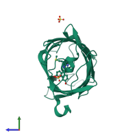 PDB entry 3u0n coloured by chain, side view.