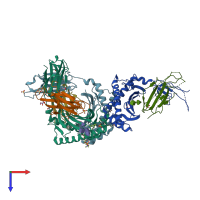 PDB entry 3u0p coloured by chain, top view.