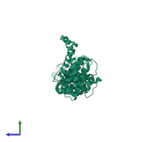 PDB entry 3u0r coloured by chain, side view.