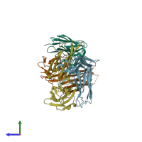 PDB entry 3u0t coloured by chain, side view.