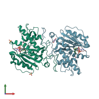 PDB entry 3u0y coloured by chain, front view.